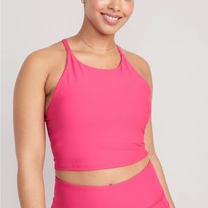 Pink halter cropped workout tank